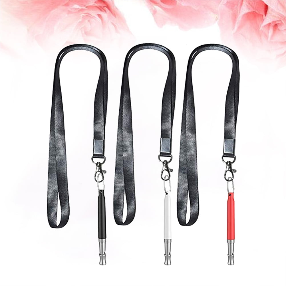 OUNONA 3 Pieces Dog Whistle with Lanyard Assorted Black Material