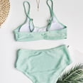 thumbnail image 7 of Sngxgn Bikini Set for Women Solid V Neck High Waisted Two Piece Swimsuit(Green,S), 7 of 7