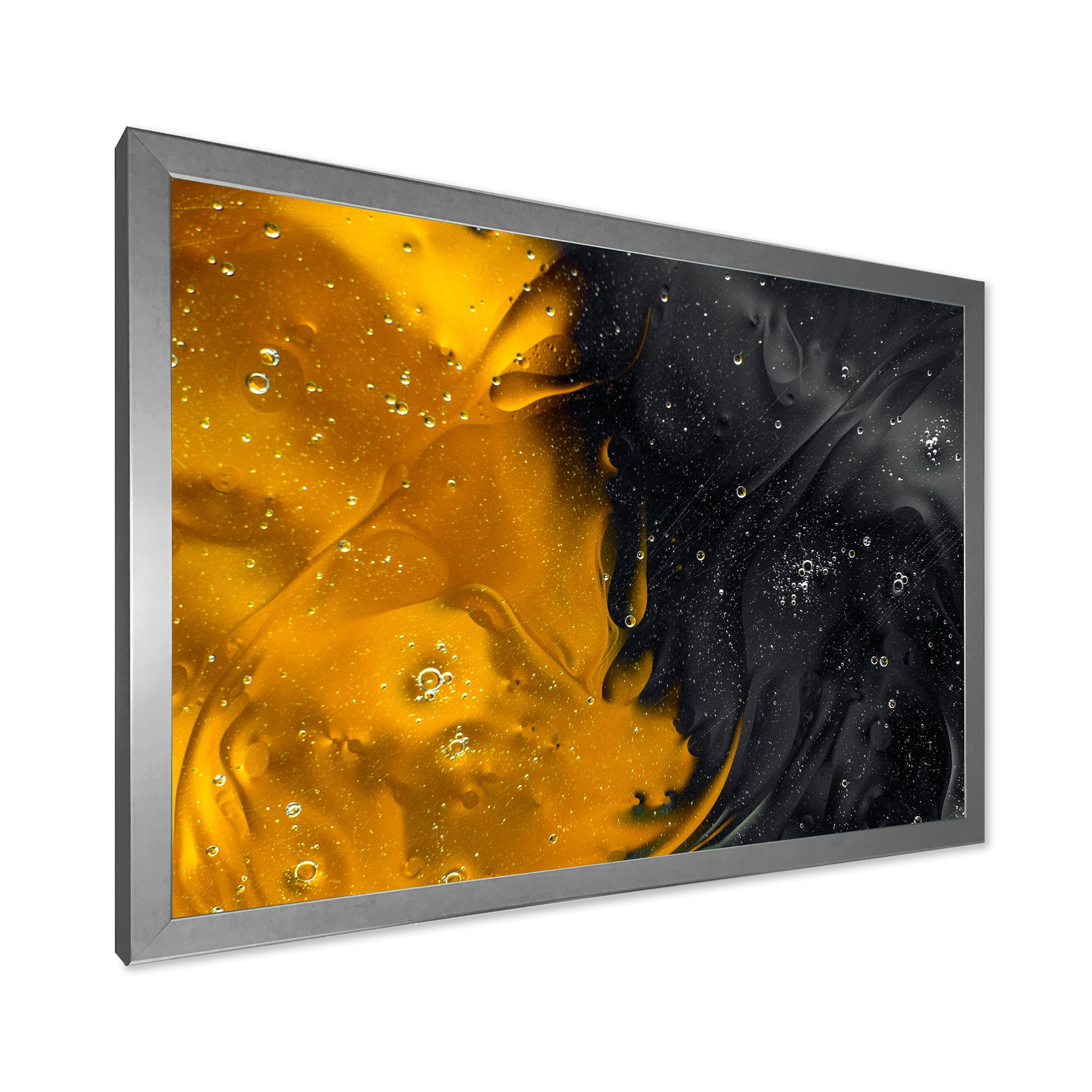Designart 'Marriage of Black and Yellow' Modern Framed Art Print