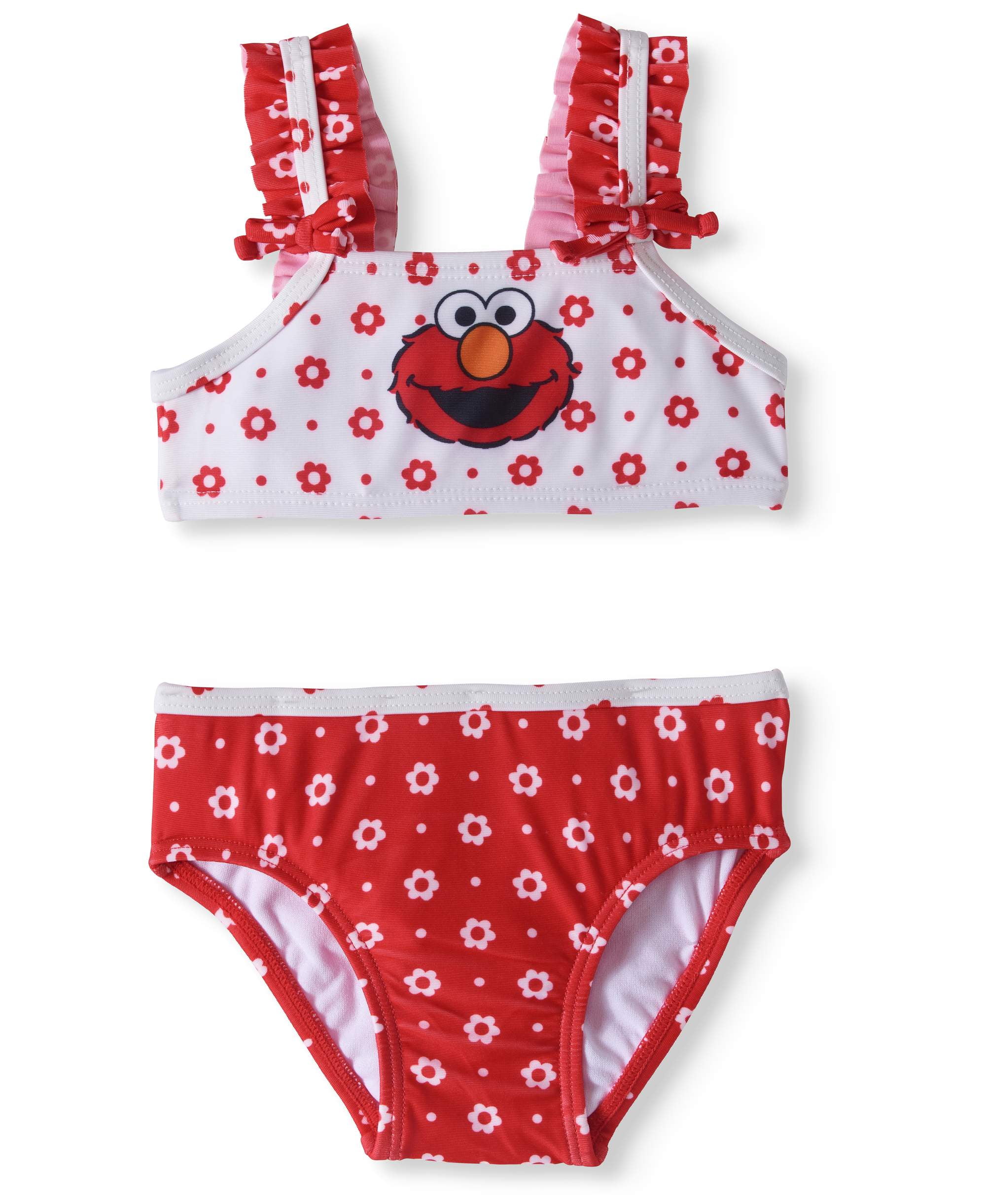 Sesame Street Elmo Girls Swimwear Swimsuit 12 Months, Red Stripe Elmo 