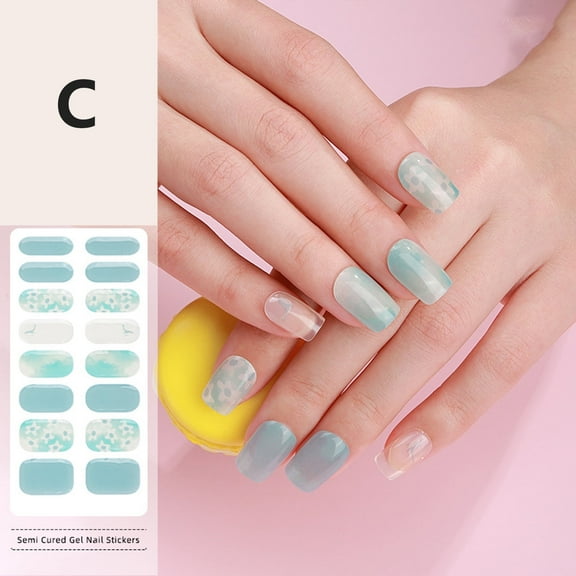 Semi-Cured Gel Nail Stickers for UV lamp Baking, Nail Polish Wrap Sticker with Nail File for DIY Nail Art