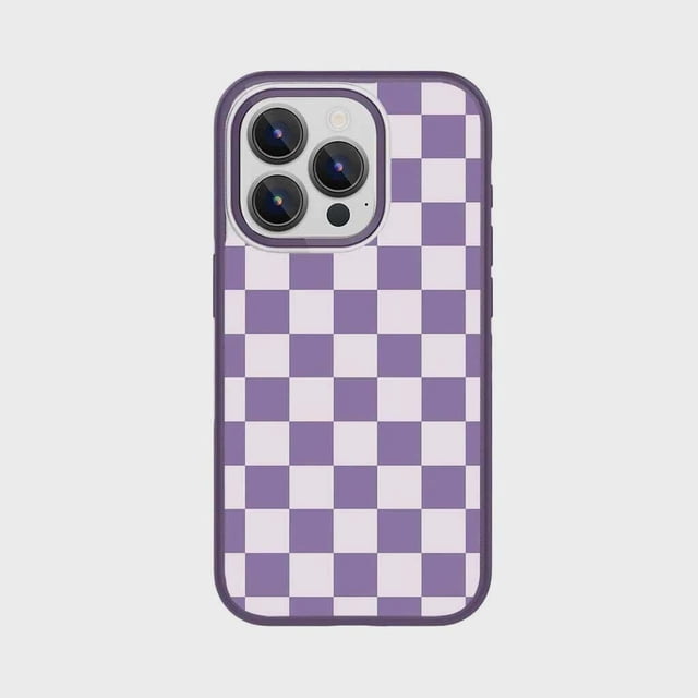 Caseco iPhone 15 Pro Case With Mag-Safe - Purple Checkerboard