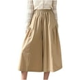 thumbnail image 2 of Tbopshirt Pants for Women Plus Size Women's Elastic Waist Solid Color Double Pocket Wide Leg Pant Skirt Suspended Cropped Pants Loose Causal Pants, 2 of 5