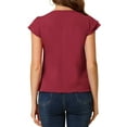 thumbnail image 3 of Allegra K Women's Solid V Neck Cap Short Sleeves Work Blouse, 3 of 6