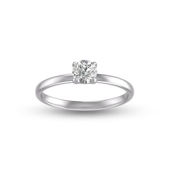 TimeLess Classics 1/3 Carat Natural Diamond Solitaire Ring 14K White Gold 4 Prong (J-K Color I2-I3 Clarity) (Ring Size: 10)