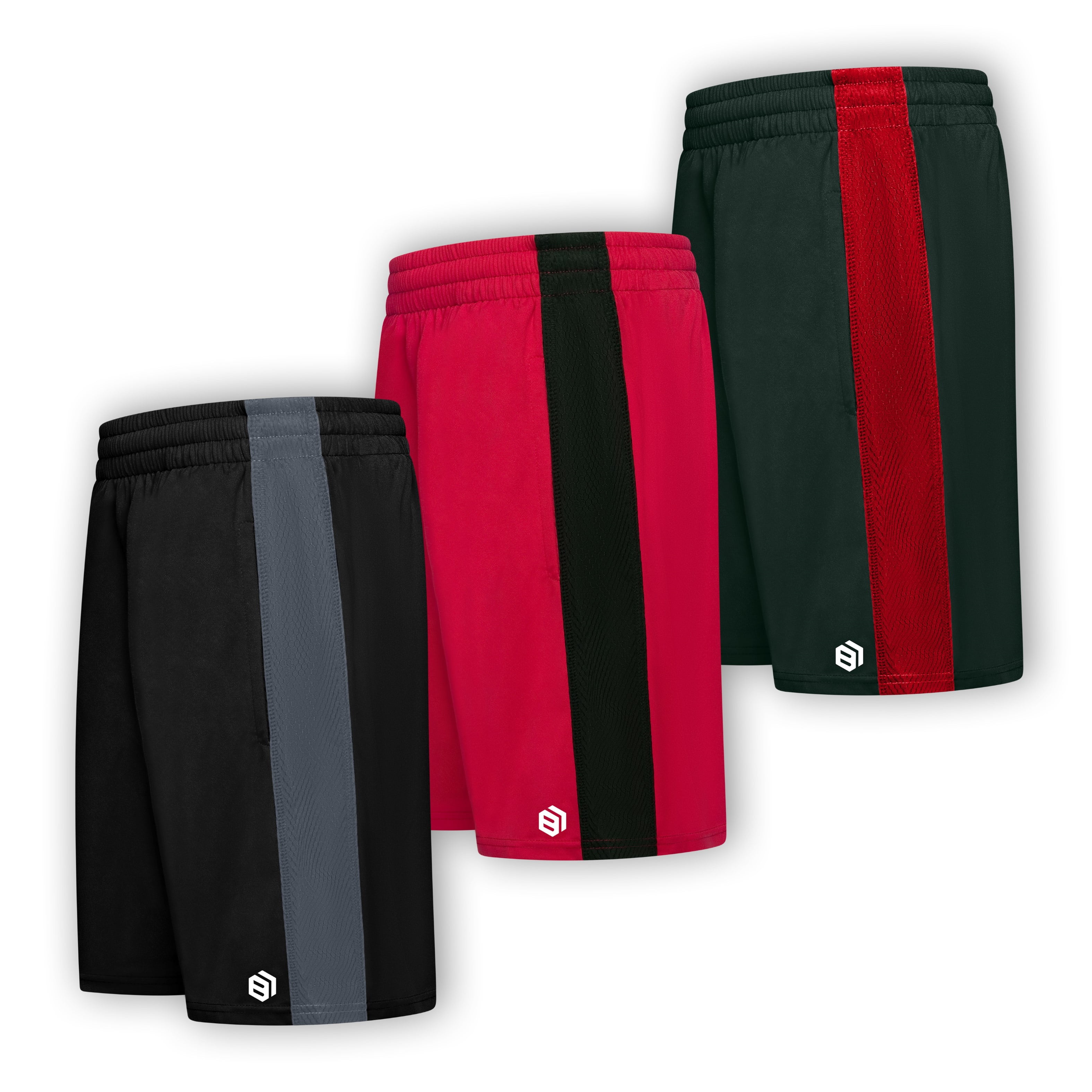 3 Pack Boys Premium Active Athletic Performance Shorts with Pockets 