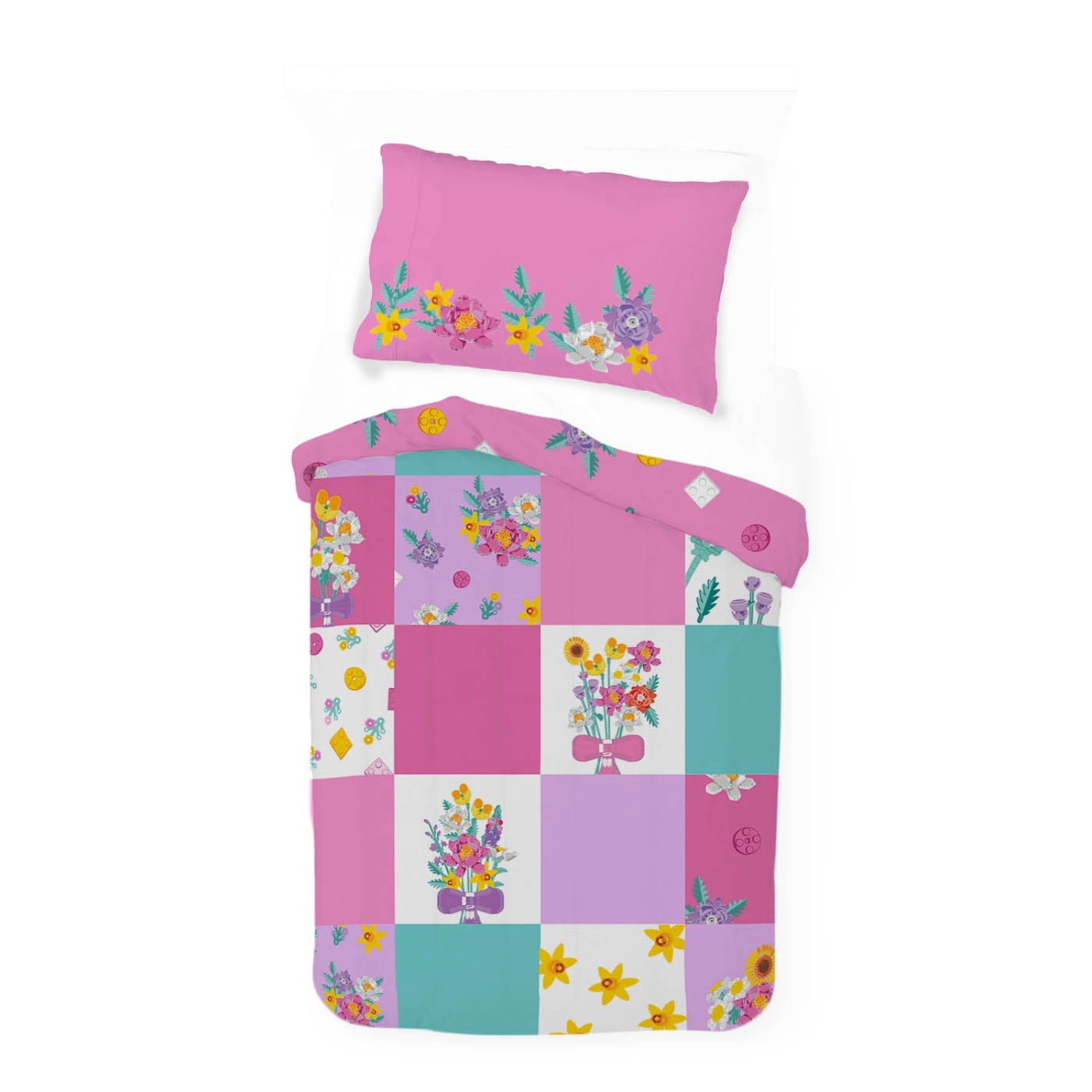 LEGO® Floral(s) Kids Multicolor Reversible Comforter Set, Twin/Full, 72 x 86 in