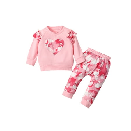 

JBEELATE Toddler Girls Ruffle Long Sleeve Bird Print Pullover and Pants