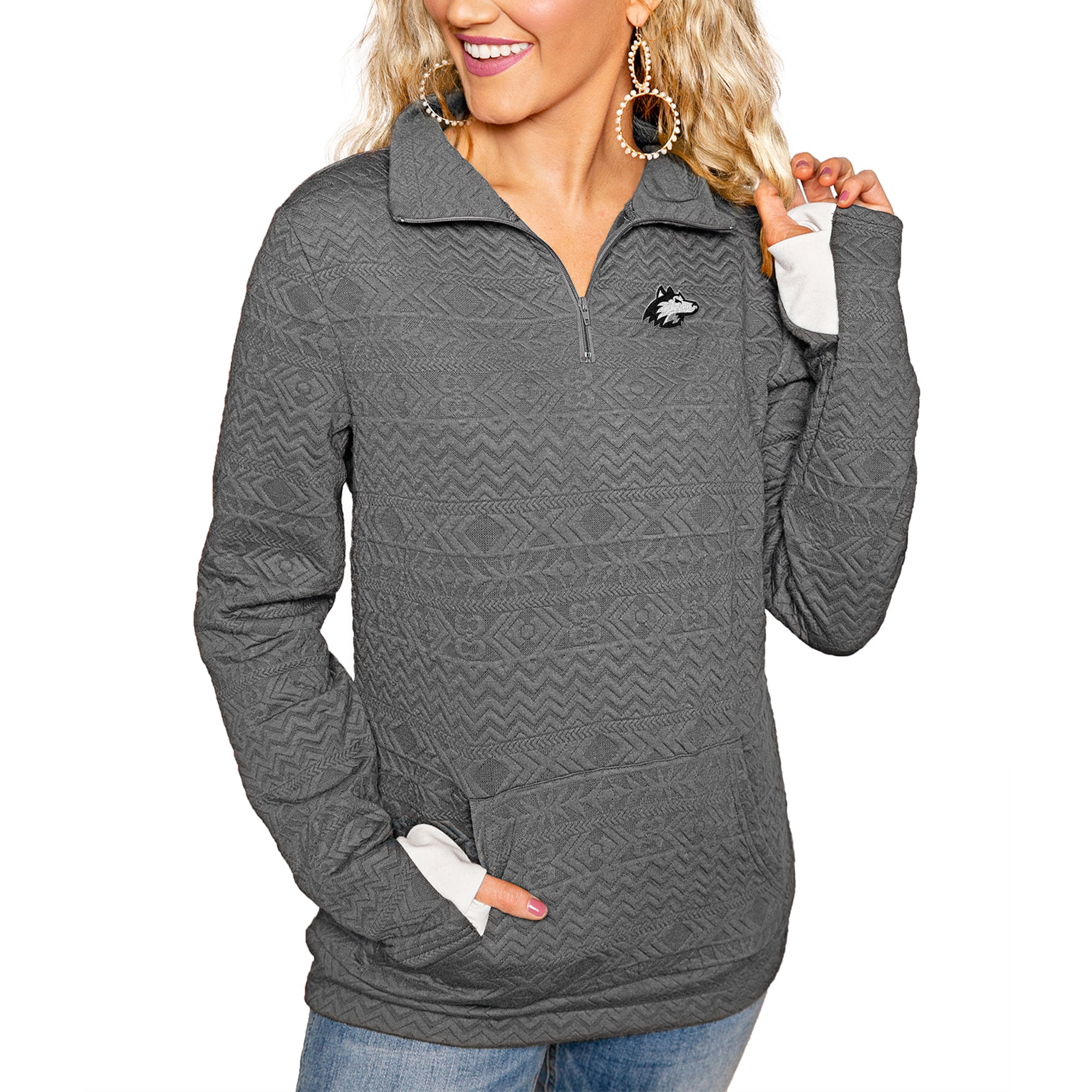 womens quilted pullover