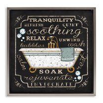 Stupell Industries Country Bathtub with Various Phrases Typography Painting Gray Floater Framed Canvas Art Print Wall Art, 25 x 25