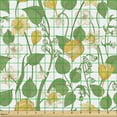 thumbnail image 2 of Ambesonne Floral Fabric by the Yard Upholstery, Flowering Daffodil Blossoms, 2 Yards, Fern Green Pale Orange, 2 of 5