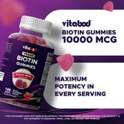 (2 pack) VITABOD Biotin Gummies 10000mcg for Healthy Hair, Skin & Nails Growth Vitamins for Women, Men & Kids - Vegan, Non-GMO, Hair Growth Supplement 180 Gummies