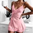thumbnail image 2 of Women's Nightgowns & Sleepshirts Pajamas Satin Home Nightdress Exotices Plus Size Dresses for Women,Pink,M, 2 of 7