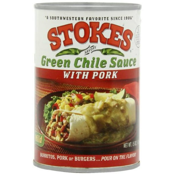 Stokes Green Chile Sauce with Pork, 15 Ounce