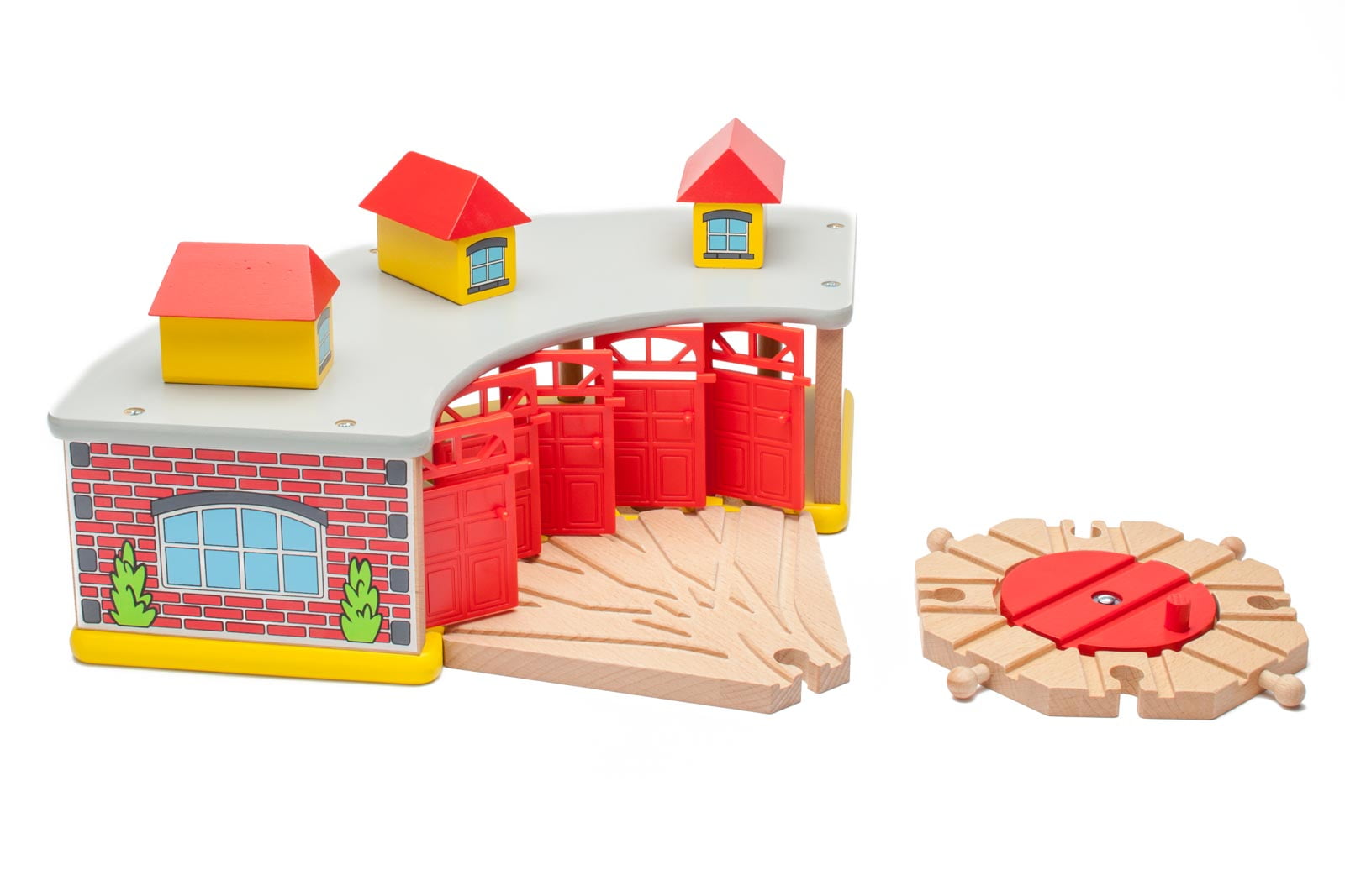 Wooden Train Roundhouse and Turntable Set Walmart
