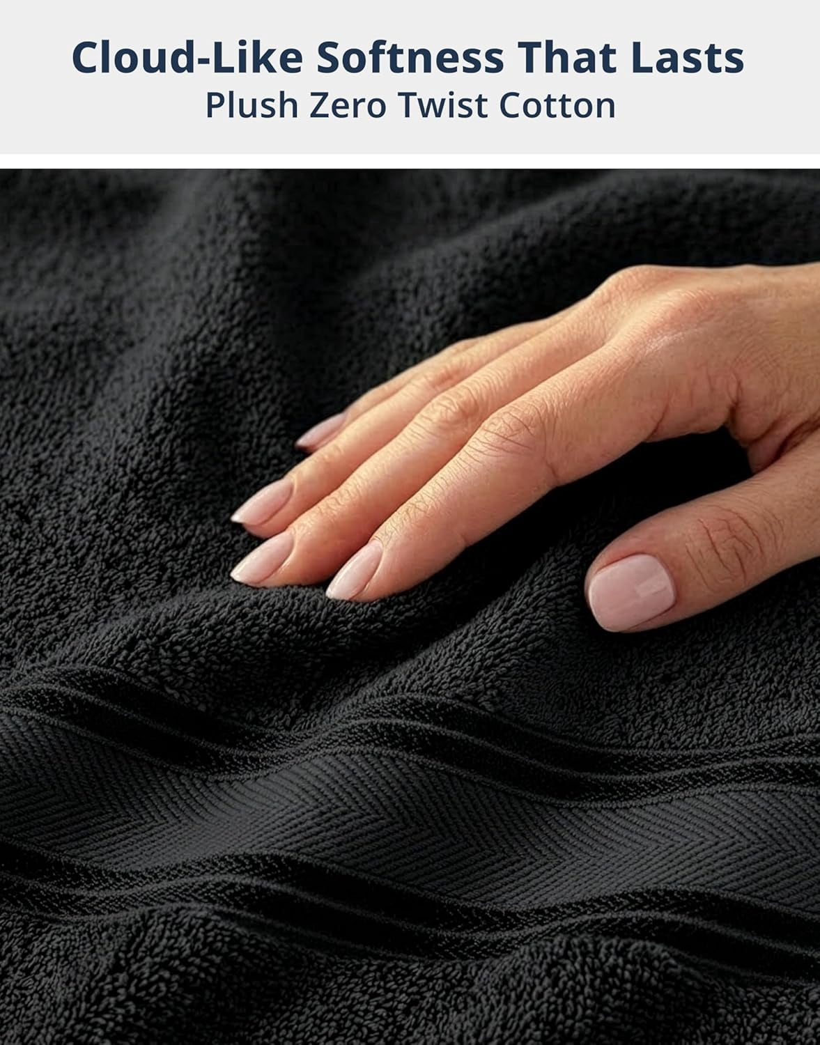 100% Cotton Bath Towels 4 Pack (28"x54") - Zero Twist, Mercerized Cotton Large Towel Set for Bathroom - Quick Dry, Soft & Absorbent Large Bath Towel Set - Oeko Tex Certified - Black Towels
