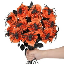 Taotanxi Halloween Decorations, 15Inch Artificial Spider Rose Leaf Floral Stems Halloween Branches Decoration, for Home Indoor Party Vase Arrangement Decor - Orange.