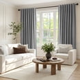 thumbnail image 4 of KoshiMe 100% Blackout Faux Linen Curtains, 52x90 Inches 2 Panels Set, Thermal Insulated Rod Pocket Privacy Curtain Panels for Living Room Bedroom, Dark Gray, 4 of 6