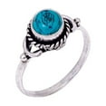 thumbnail image 1 of Tibetan Turquoise Ring Gemstone Ring Blue Stone Ring Statement Ring 925 Sterling Silver Ring for Her, 1 of 4