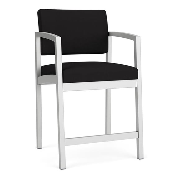 Maklaine Reception Waiting Room Healthcare Hip Chair in Silver Steel and Black