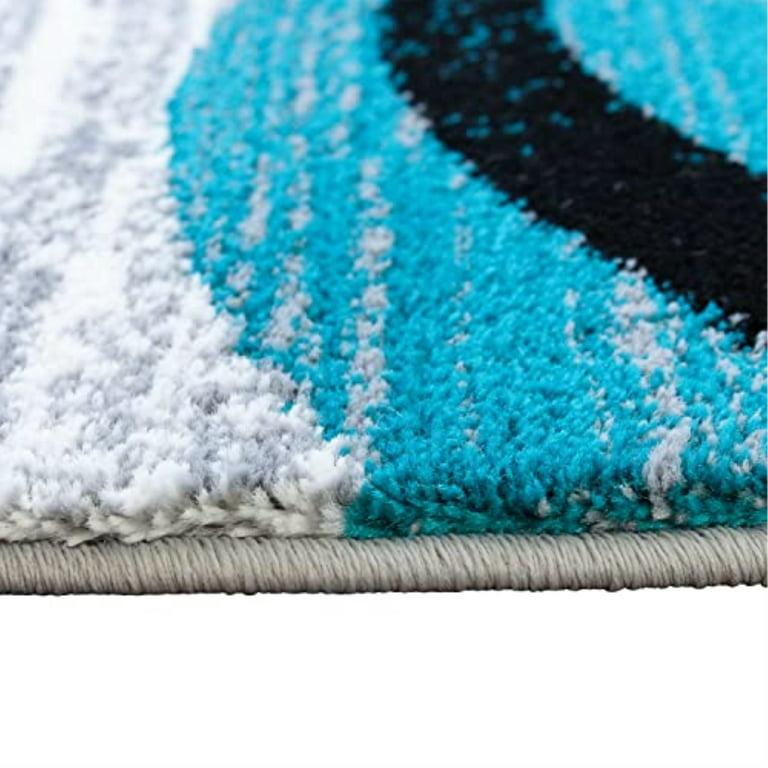 Flash Furniture Willow High-Low Pile Swirled 8' x 10' Turquoise Area Rug - Olefin Accent Rug