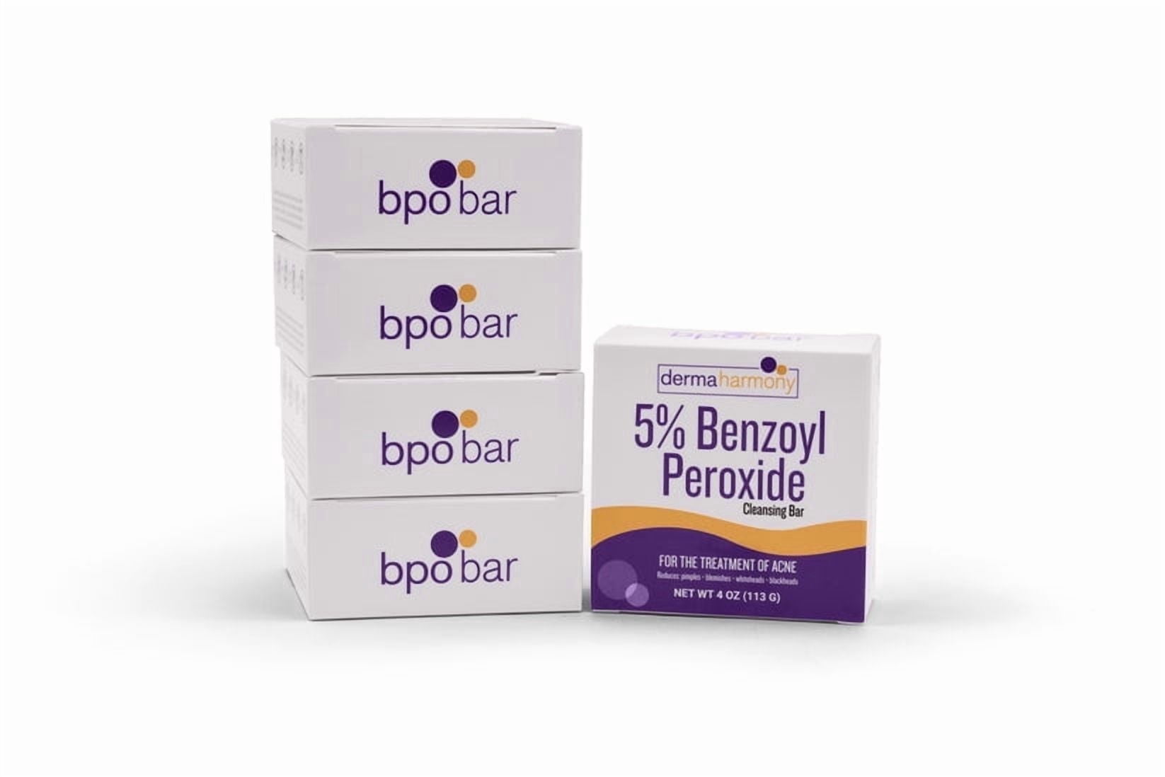 DermaHarmony 5% Benzoyl Peroxide Cleansing Bar (Non-Soap) 5 Bars