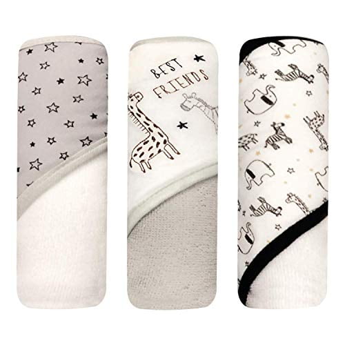 Modern Baby Hooded Baby Towels 3 Pack Set of Infant Boy Baby Bath Towels