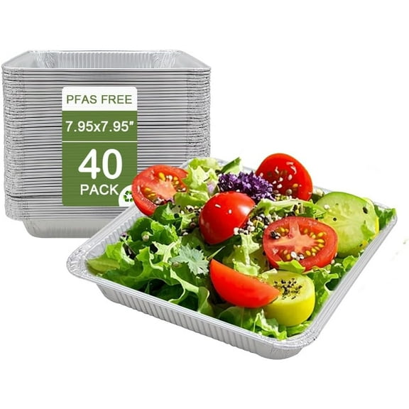 Aluminum Pans 8x8 Disposable Foil Pans (40Pack) Baking Pans Roasting Pan Great for Cooking, Heating, Storing