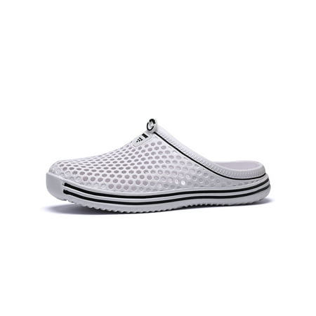 

Lumento Unisex Slides Backless Clogs Closed Toe Sandals Quick Dry Slippers Pool Lightweight Slip On White 8.5 Men