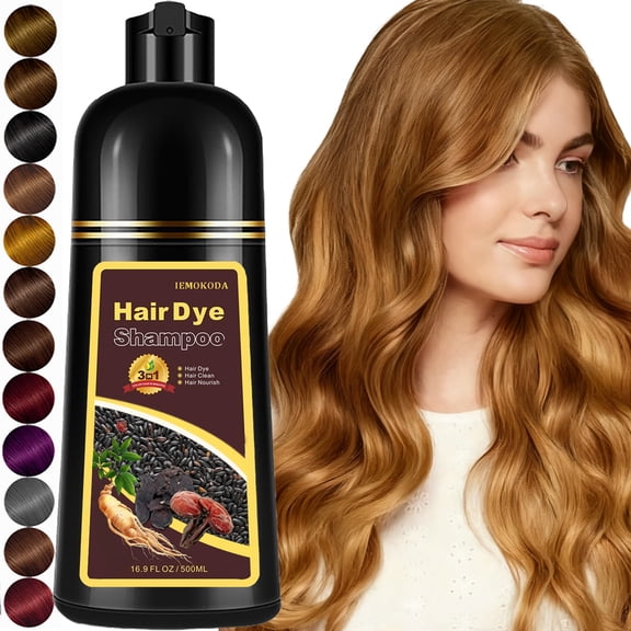 Hair Dye Shampoo 3 in 1, Professional Semi-Permanent Color Shampoo for Women & Men, Easy To Use,16.9 Fl Oz(Golden Brown)