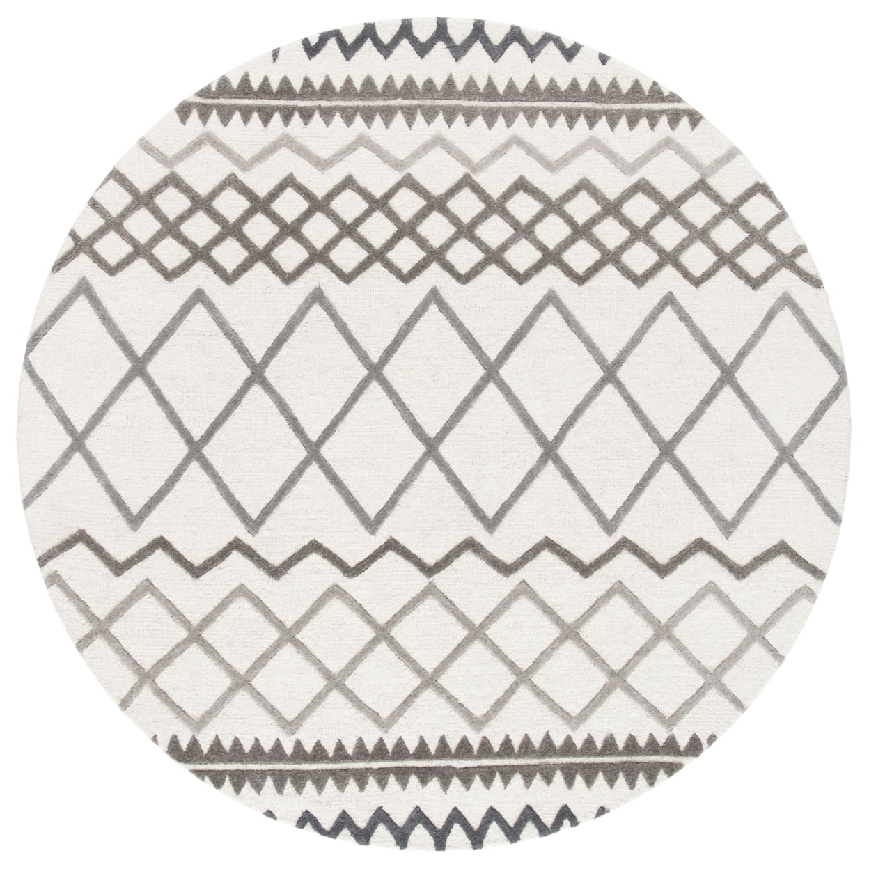 SAFAVIEH Glamour Drew Geometric Area Rug, Ivory/Grey, 6' x 6' Square