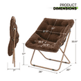 thumbnail image 2 of Magshion Folding Lounge Chair Comfy Faux Fur Saucer Chair, Square Cozy Moon Chair Seating with Metal Frame for Home Living Room Bedroom, Brown, 2 of 9