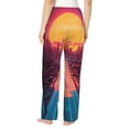 thumbnail image 3 of Uemuo Neon Sunset Cyberpunk Cityscape Pattern Women's Wide Leg Palazzo Lounge Pants with Pockets Light Weight Loose Comfy Casual Pajama Pants-Large, 3 of 9