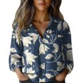 thumbnail image 1 of Womens Button V Neck Long Sleeve Shirts Oversized Blouses Tops Cotton Classic Collared Casual Lightweight Blouses, 1 of 2