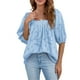 thumbnail image 3 of Blusa de Mujer manga corta Sonducket camisa holgada ropa de verano Azul M, 3 of 6