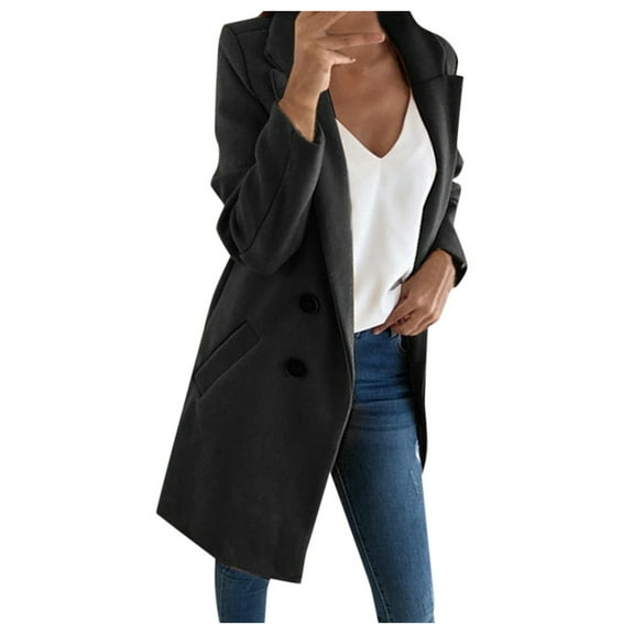 labakihah winter coats for women woman long wool coat elegant blend coats slim female long coat outerwear jacket trench coats for women black