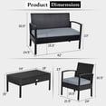 thumbnail image 4 of YYAo Sofa Couch Conversation Sets, Outdoor Bistro Set, Patio Furniture 4 Pieces Conversation Sets Outdoor Wicker Rattan Chairs Garden Backyard Balcony Porch Poolside loveseat, Brown, 4 of 9