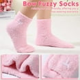 thumbnail image 6 of 5 Pairs Bow Fuzzy Socks for Women Winter Warm Slipper Socks Plush Coral Fleece Gift for Christmas Spa Home Sleeping, 6 of 7