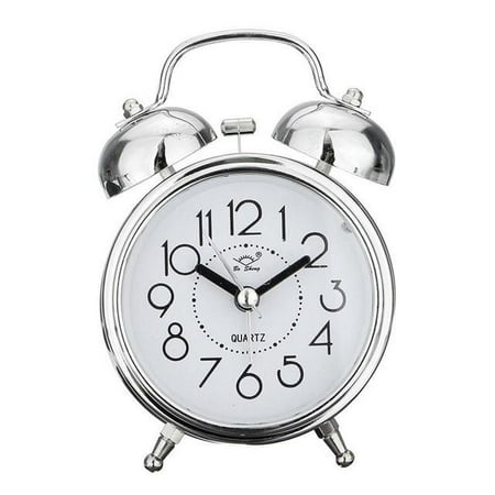 Creative Retro Alarm Clock Antique Bronze Round Clock Dual Bell Loud Clock Night Light Home
