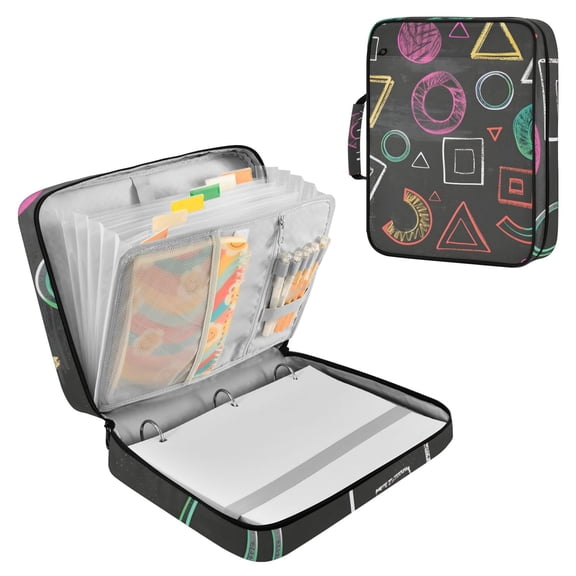 Haosy Accordion File Organizer Zipper Binder 500 Sheet 6-Tab Expanding File Folder Multi-Pocket 1.2 Inch 3 Ring Chalk Paint Graphs
