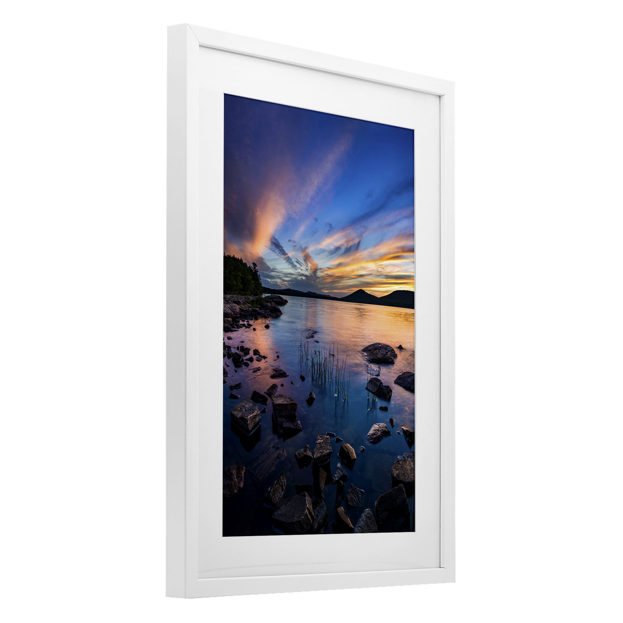 Stupell Industries Sunrise on Piseco Lake White Framed Print Under Glass, design by Jonathan Zaharek