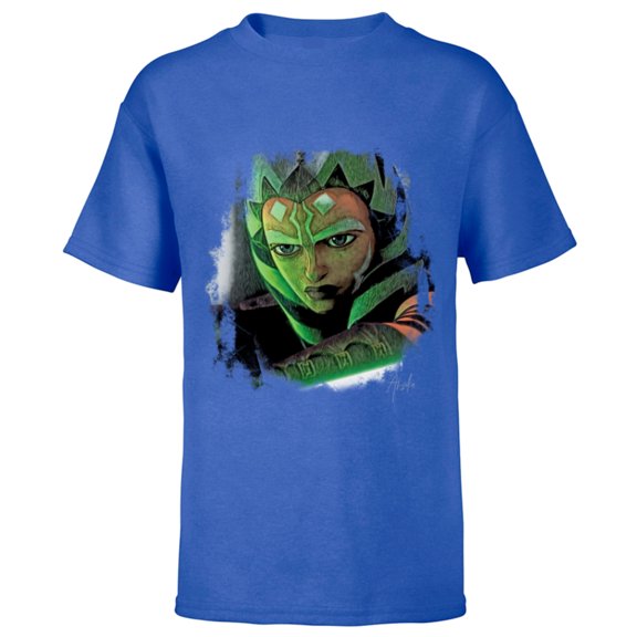 Star Wars Ahsoka Tano Tales of the Jedi Lightsaber Glow - Short Sleeve T-Shirt for Kids - Customized-Royal