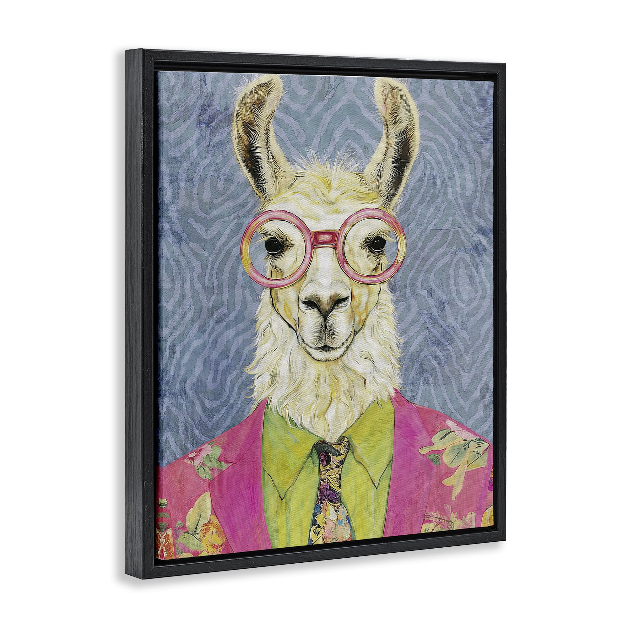 Stupell Industries Bright Gaze Llama Black Framed Floater Canvas Wall Art, design by Svetlana Aleynikova