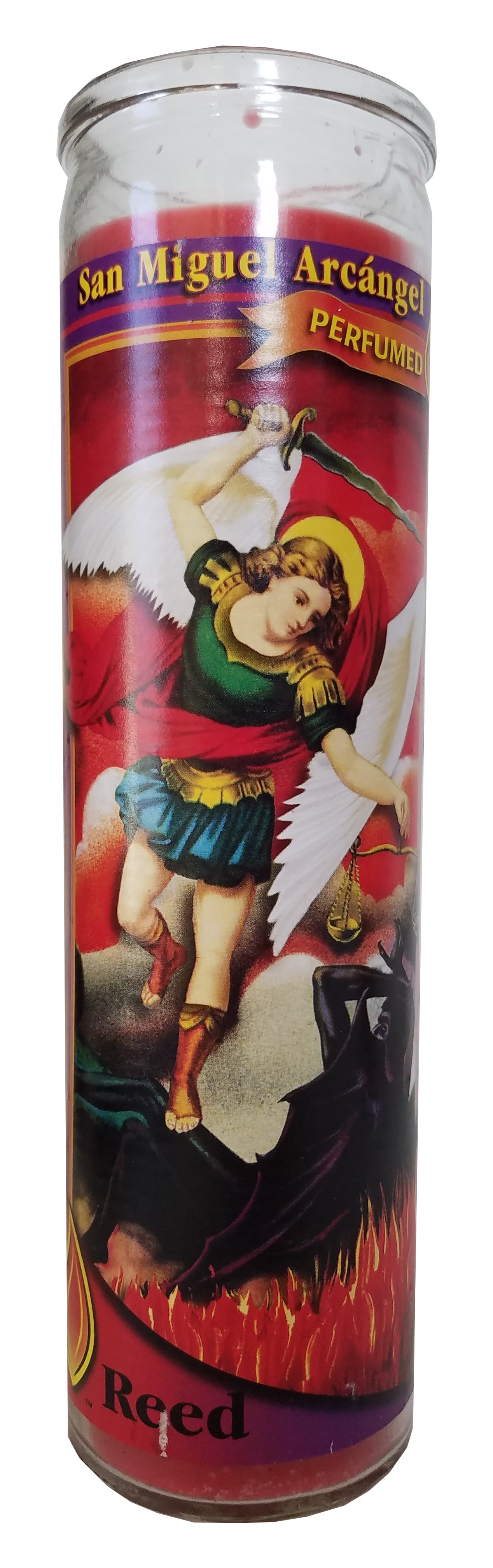 San Miguel Arcangel Red Perfumed Pillar Candle