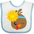 thumbnail image 3 of Inktastic Cute Turkey, Brown Turkey, Turkey with Sunflower Boys or Girls Baby Bib, 3 of 4