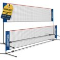 thumbnail image 1 of BOULDER Juego de red de bádminton portátil - para tenis, fútbol, ​​tenis, pickleball, voleibol para niños - Red deportiva de nailon de fácil instalación con postes (azul/rojo 14 pies), 1 of 1