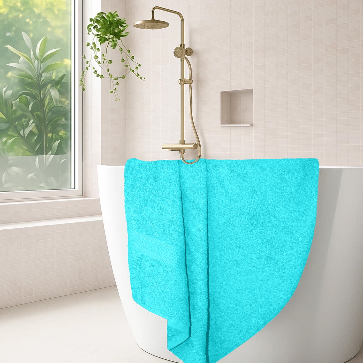 Dan River Bath Towel 4 Pack 27x54 in Ultra Soft Quick Drying Cotton Towel - Aqua