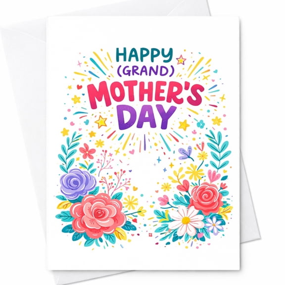 Lovely Mother's Day Card With Watercolor Flowers For Grandma