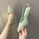 thumbnail image 3 of Sandalias de tacón alto puntiagudas para mujer, zapatos de media cabeza con espalda hueca, informales, versátiles, a la moda, Color Azul Marino, 3 of 4