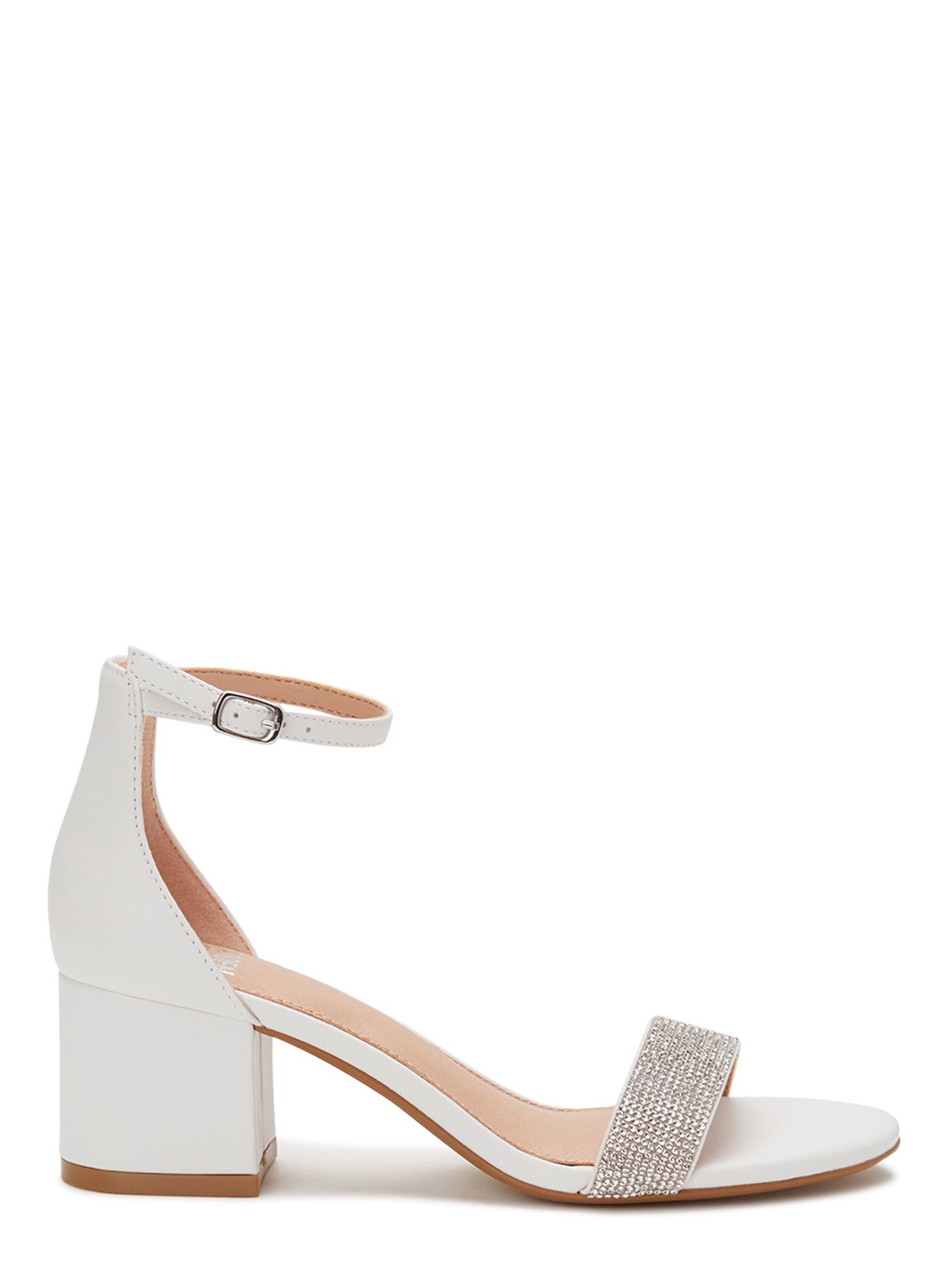 Madden NYC Women's Rhinestone High heel Sandals, Open Toe White, 11